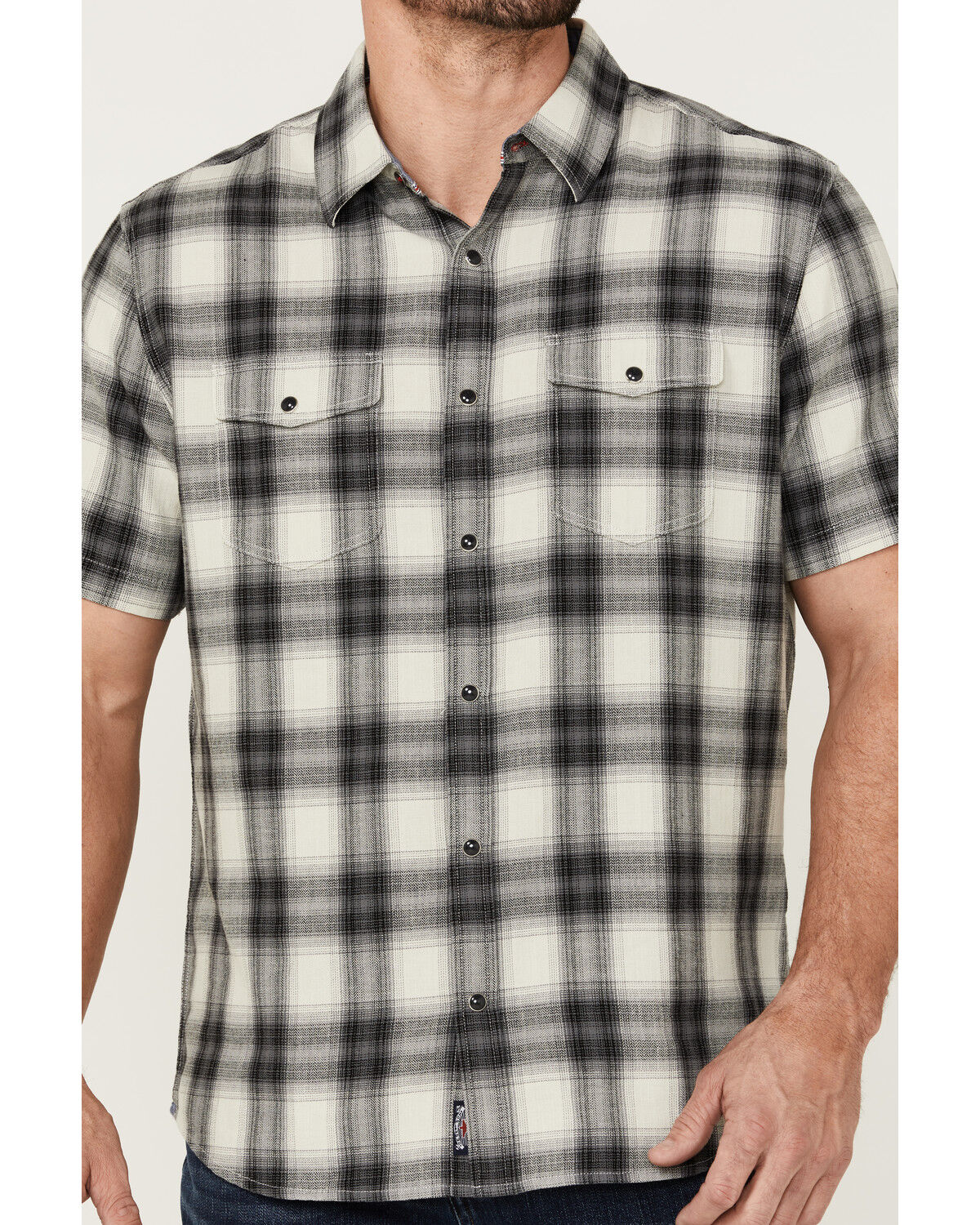 Image #3 - Flag & Anthem Men's Desert Son Gallatin Vintage Plaid Short Sleeve Snap Western Shirt, , hi-res