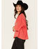 Image #2 - Blue B Women's Embroidered Short Sleeve Graphic Tee, Red, hi-res