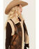 Image #2 - 26 International Women's Faux Leather Aviator Sherpa Vest , Brown, hi-res