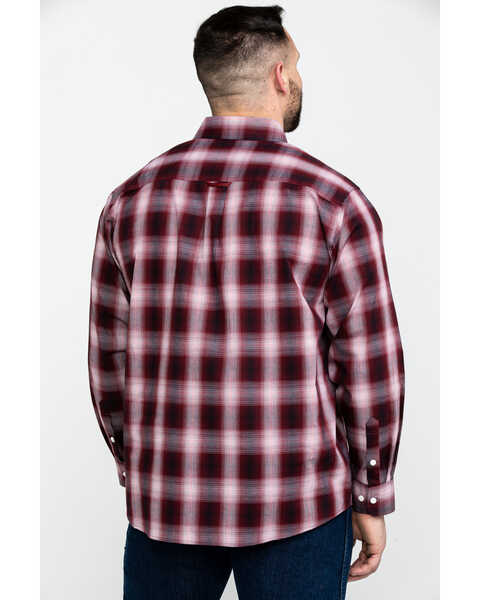 Image #2 - Tuf Cooper Men's Stretch Ombre Plaid Long Sleeve Western Shirt , Rust Copper, hi-res
