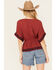 Image #4 - Shyanne Women's Embroidered Sleeve Peplum Top , Brick Red, hi-res