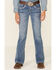 Image #3 - Shyanne Little Girls' Medium Wash Chevron Stitch Pocket Bootcut Jeans, Blue, hi-res