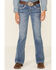 Shyanne Little Girls' Medium Wash Chevron Stitch Pocket Bootcut Jeans , Blue, hi-res