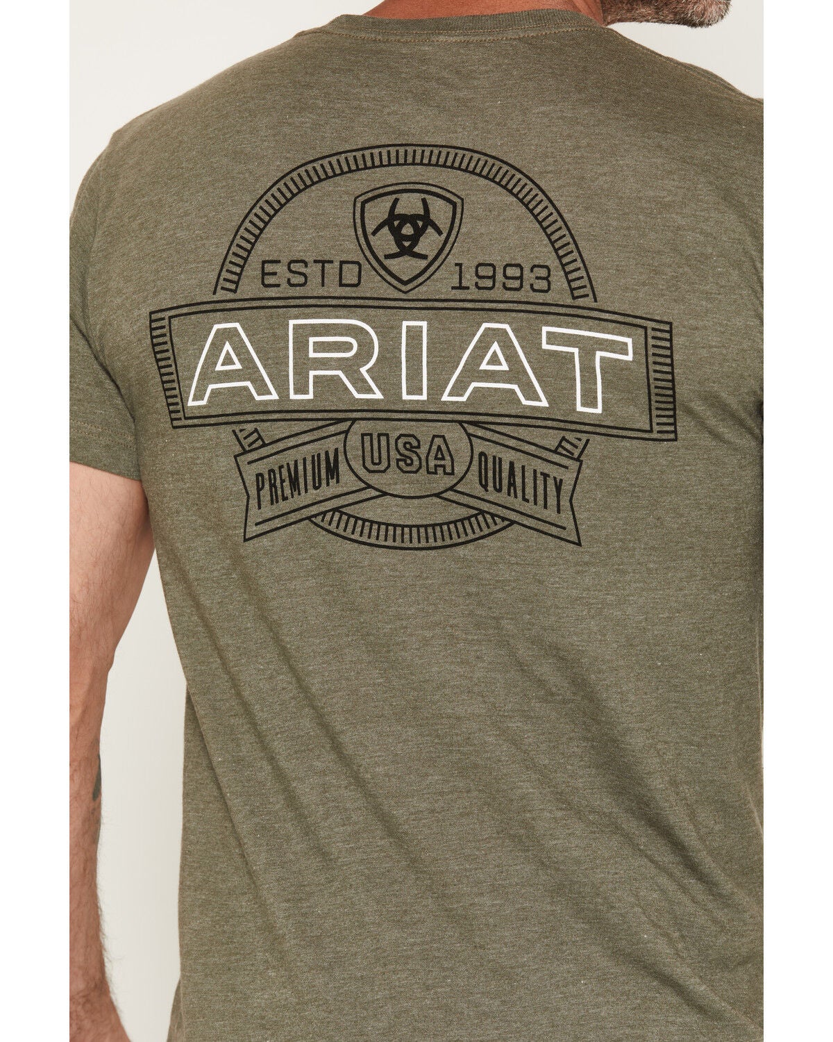 Image #4 - Ariat Men's Boot Barn Exclusive Logo Short Sleeve Graphic T-Shirt, Olive, hi-res