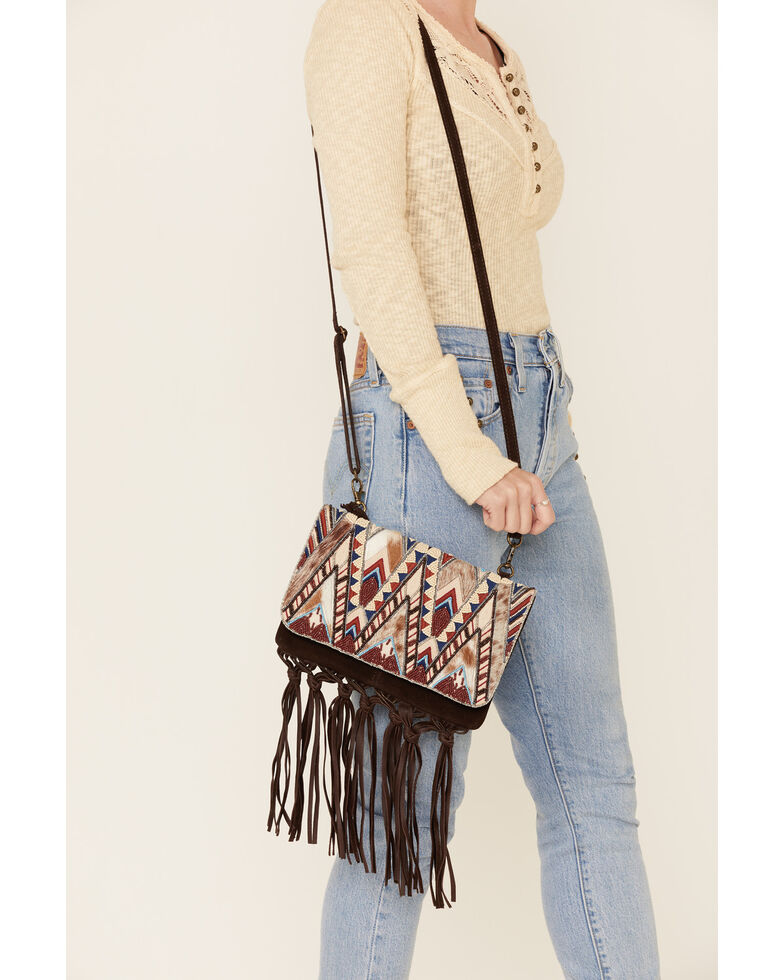 Idyllwind Women's Hang Tight Fringe Crossbody Bag, Brown, hi-res