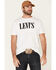 Image #1 - Levi's Men's White Serif Logo Graphic T-Shirt, White, hi-res