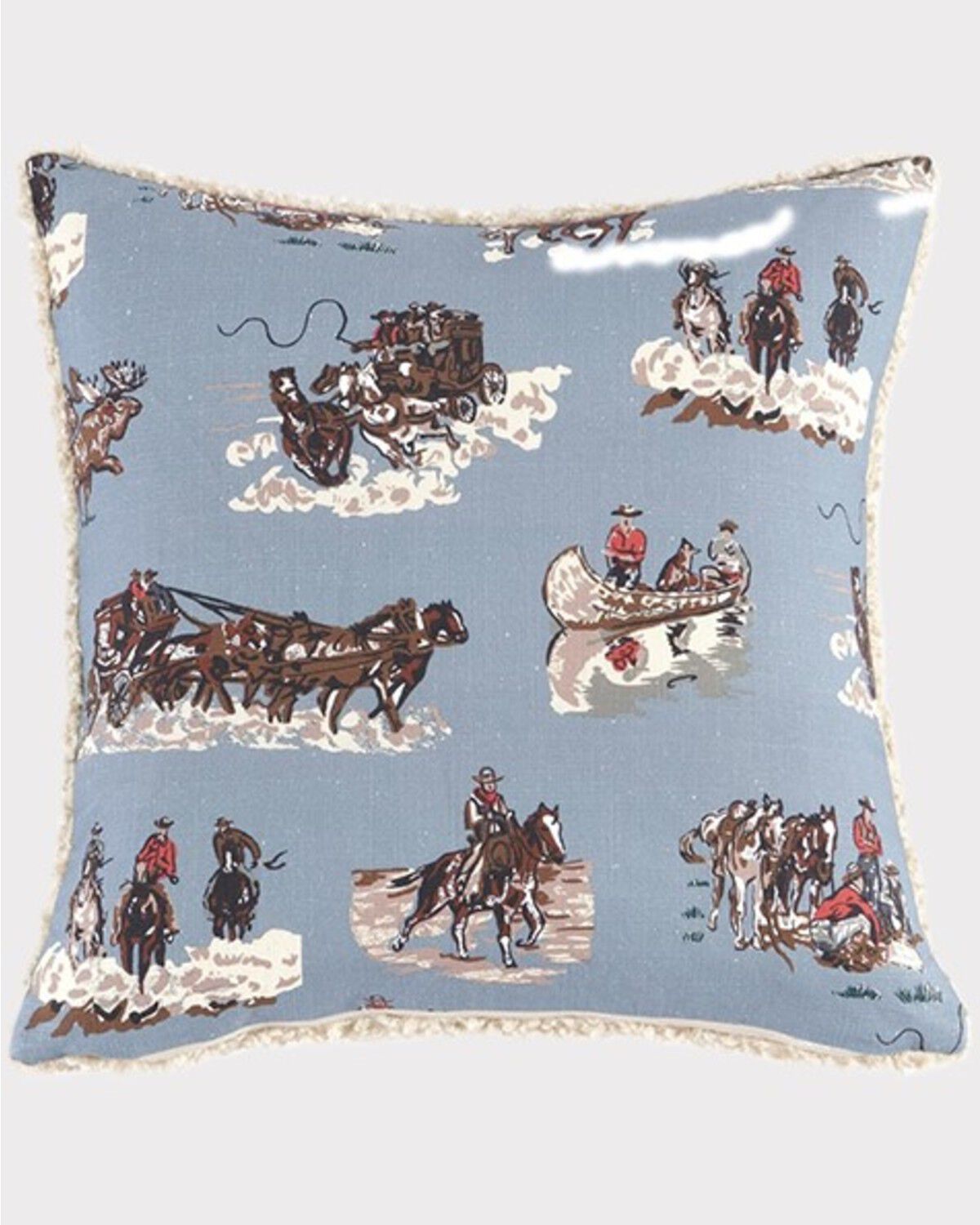 HiEnd Accents Settler Teddy-Backed Pillow, Blue, hi-res