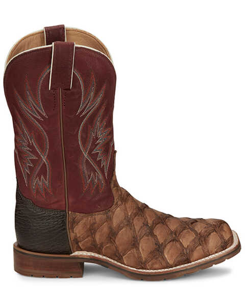 Image #2 - Tony Lama Men's Prescott Exotic Pirarucu Western Boots - Broad Square Toe, Chocolate, hi-res