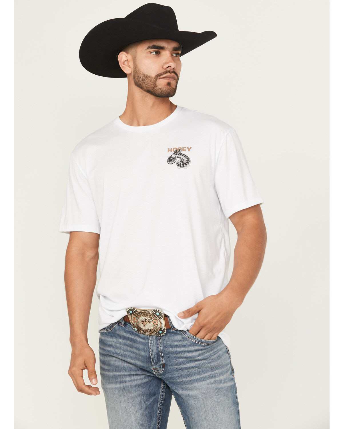 Image #2 - Hooey Men's Rattler Short Sleeve Graphic T-Shirt, White, hi-res