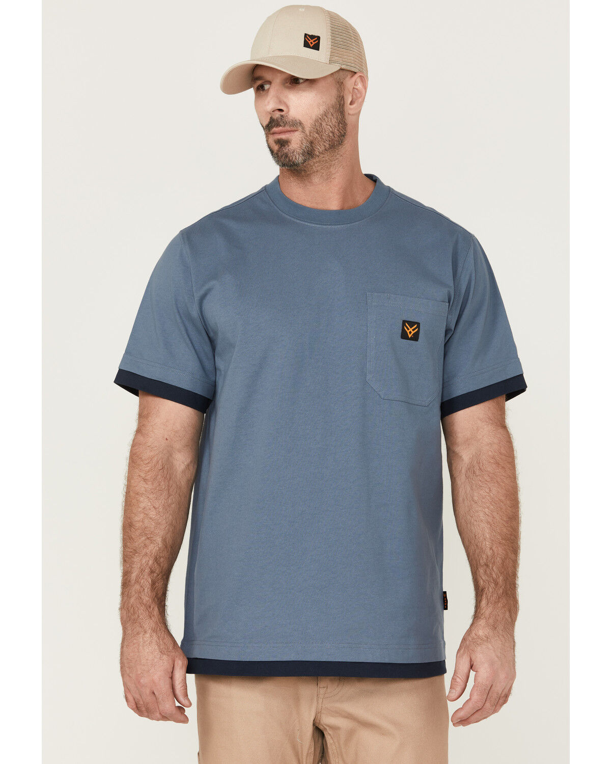 Image #1 - Hawx Men's Layered Work Pocket T-Shirt, Light Blue, hi-res