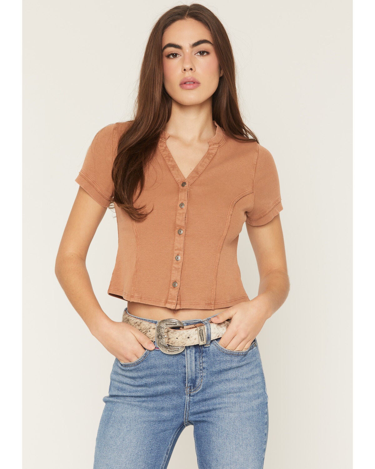 Idyllwind Women's Iris Hairon Hide Western Belt, Tan, hi-res