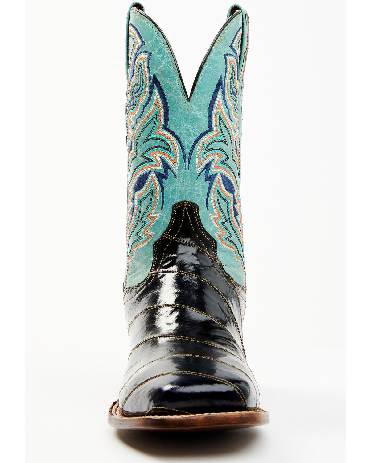 Image #4 - Dan Post Men's Eel Exotic Western Boots - Broad Square Toe, Black/blue, hi-res