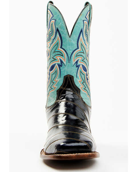 Image #4 - Dan Post Men's Eel Exotic Western Boots - Broad Square Toe , Black/blue, hi-res