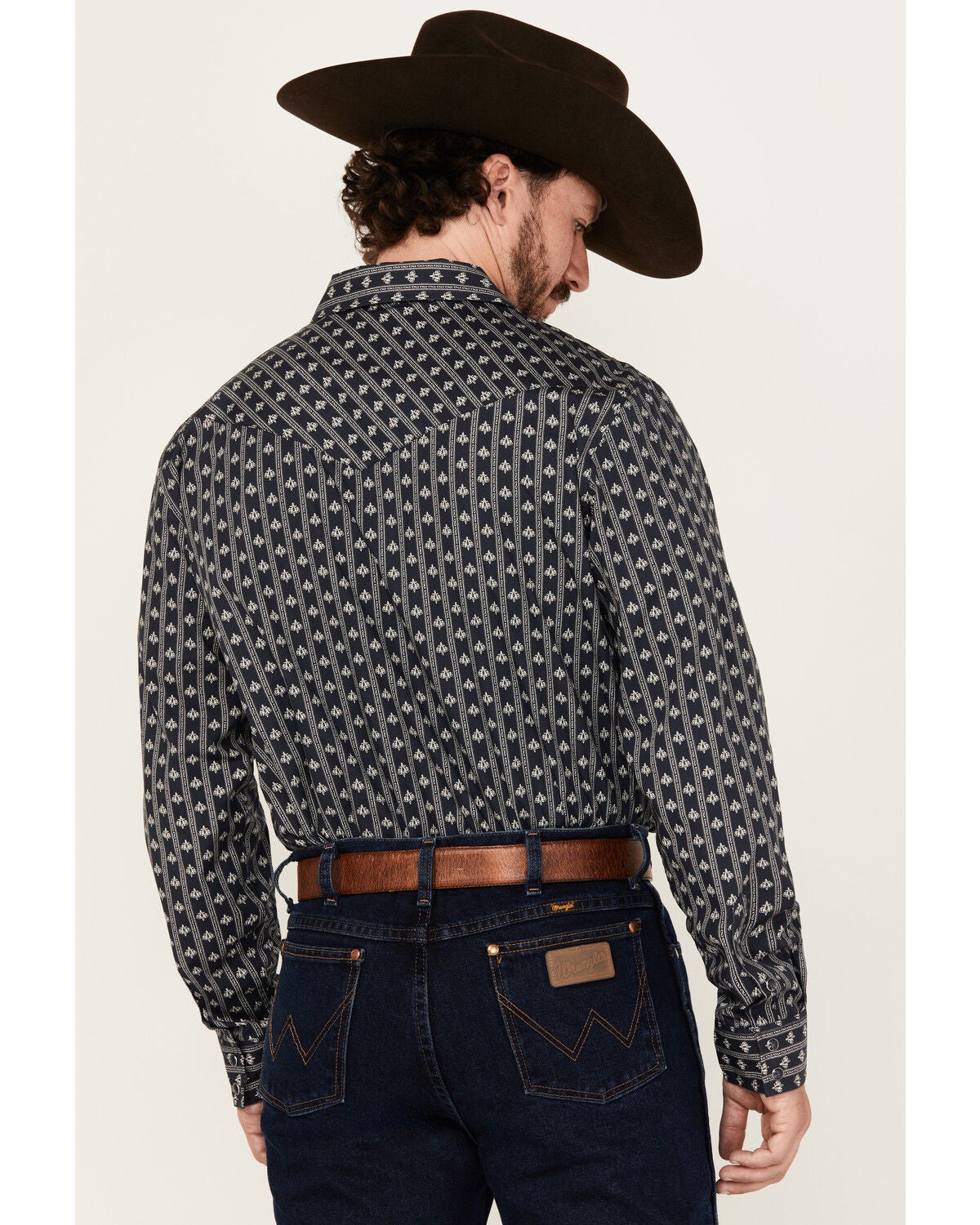 Image #4 - Gibson Trading Co Men's Icons Striped Long Sleeve Snap Western Shirt, Navy, hi-res