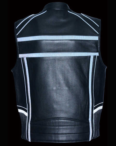 Image #4 - Milwaukee Leather Men's Reflective Band & Piping Zip Front Vest - 4X, Black, hi-res