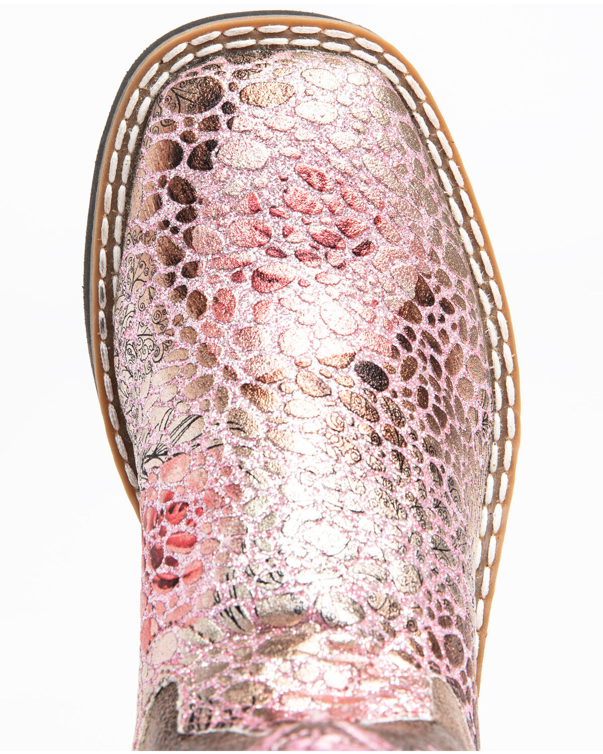Image #6 - Shyanne Girls' Aria Faux Leather Western Boots - Square Toe, Pink, hi-res