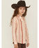 Image #2 - Wrangler Girls' Horse Striped Print Long Sleeve Snap Western Shirt, Pink, hi-res