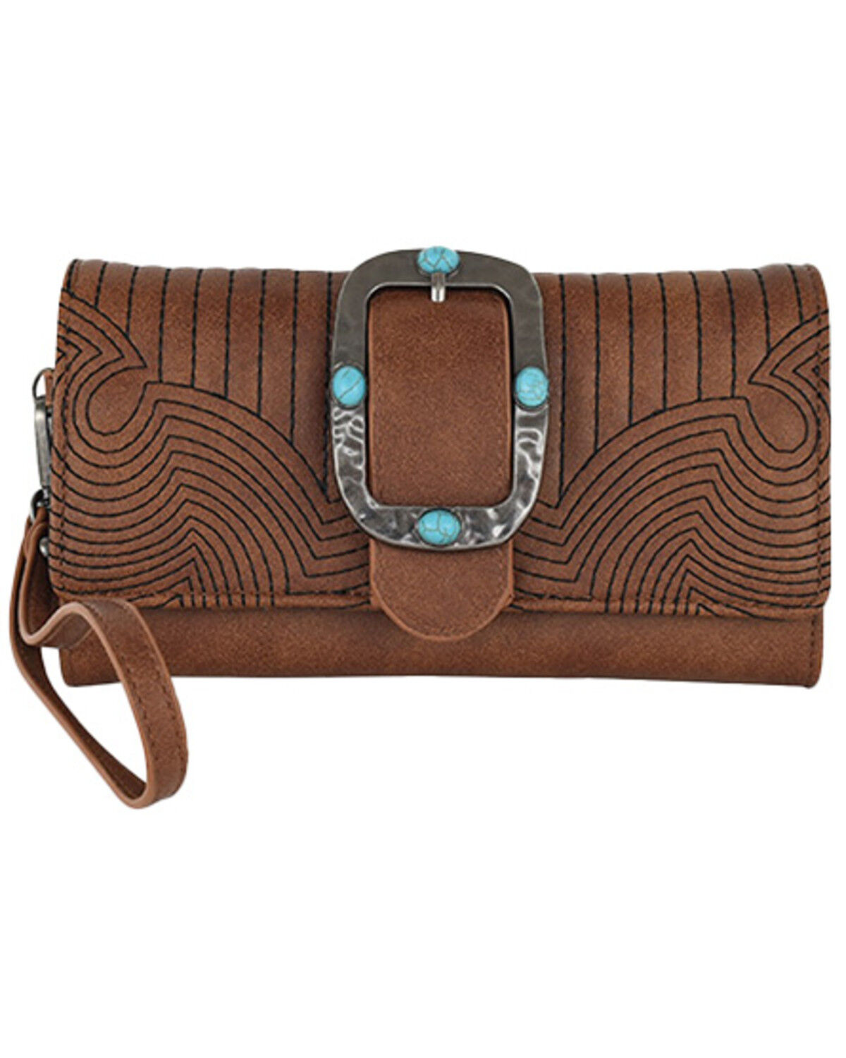 Image #1 - Catchfly Women's Geometric Quilted Clutch Wallet, Brown, hi-res