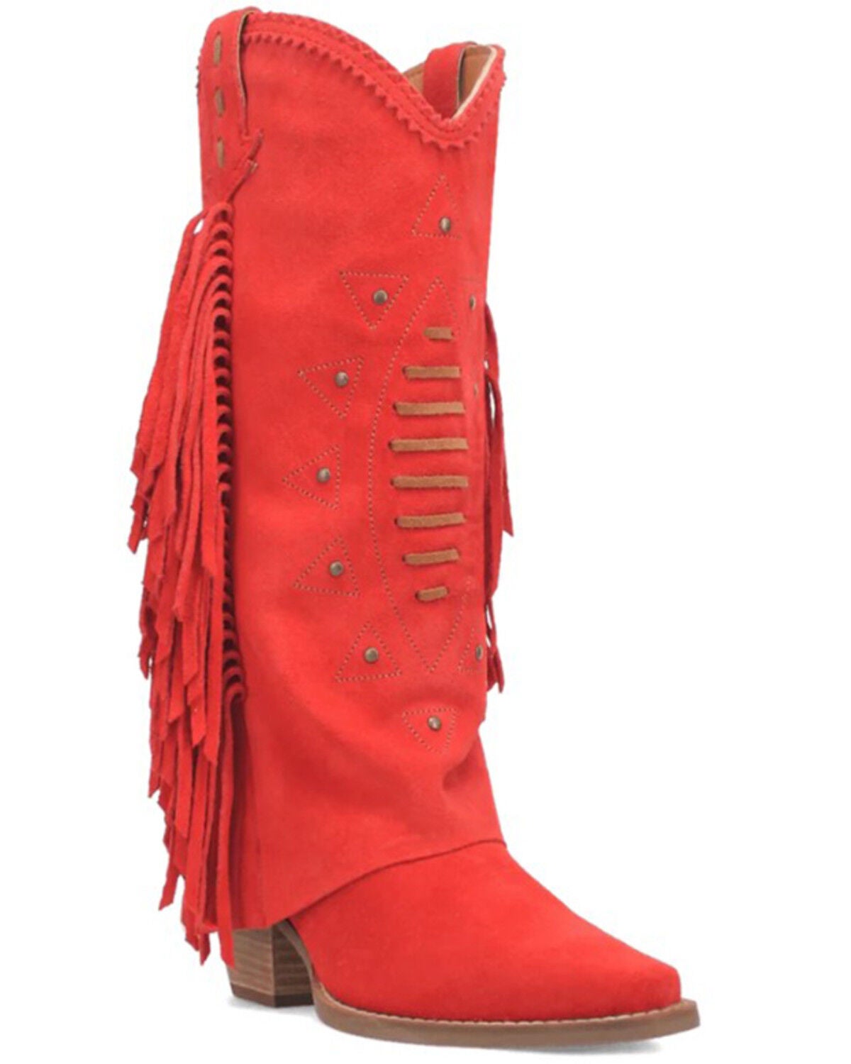 Dingo Women's Spirit Trail Fringe Tall Western Boots - Snip Toe, Red, hi-res