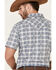 Moonshine Spirit Men's Cacti Med Plaid Print Short Sleeve Pearl Snap Western Shirt , Navy, hi-res