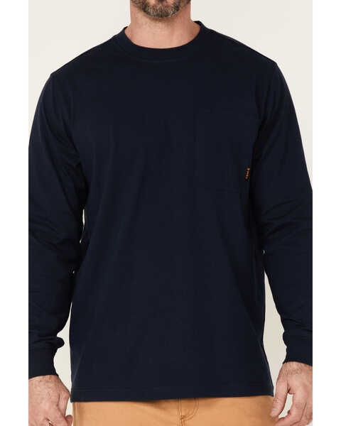 Hawx Men's Solid Navy Forge Long Sleeve Work Pocket T-Shirt , Navy, hi-res