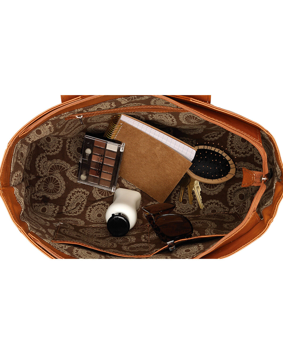 Image #2 - American West Chestnut Brown Mojave Canyon Large Zip Top Tote, Chestnut, hi-res
