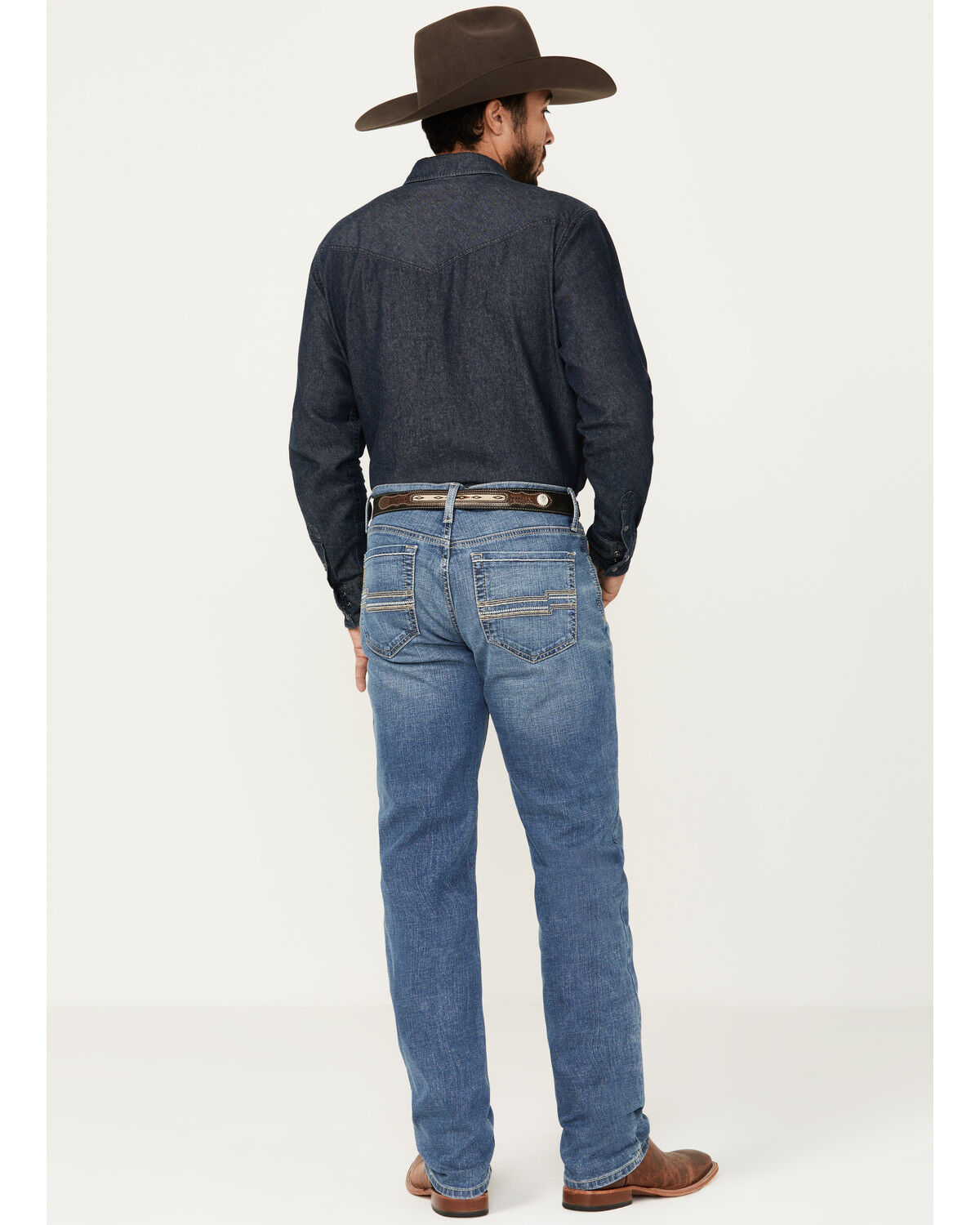 Image #3 - Cinch Men's Jessie Medium Wash Stretch Straight Denim Jeans, Indigo, hi-res