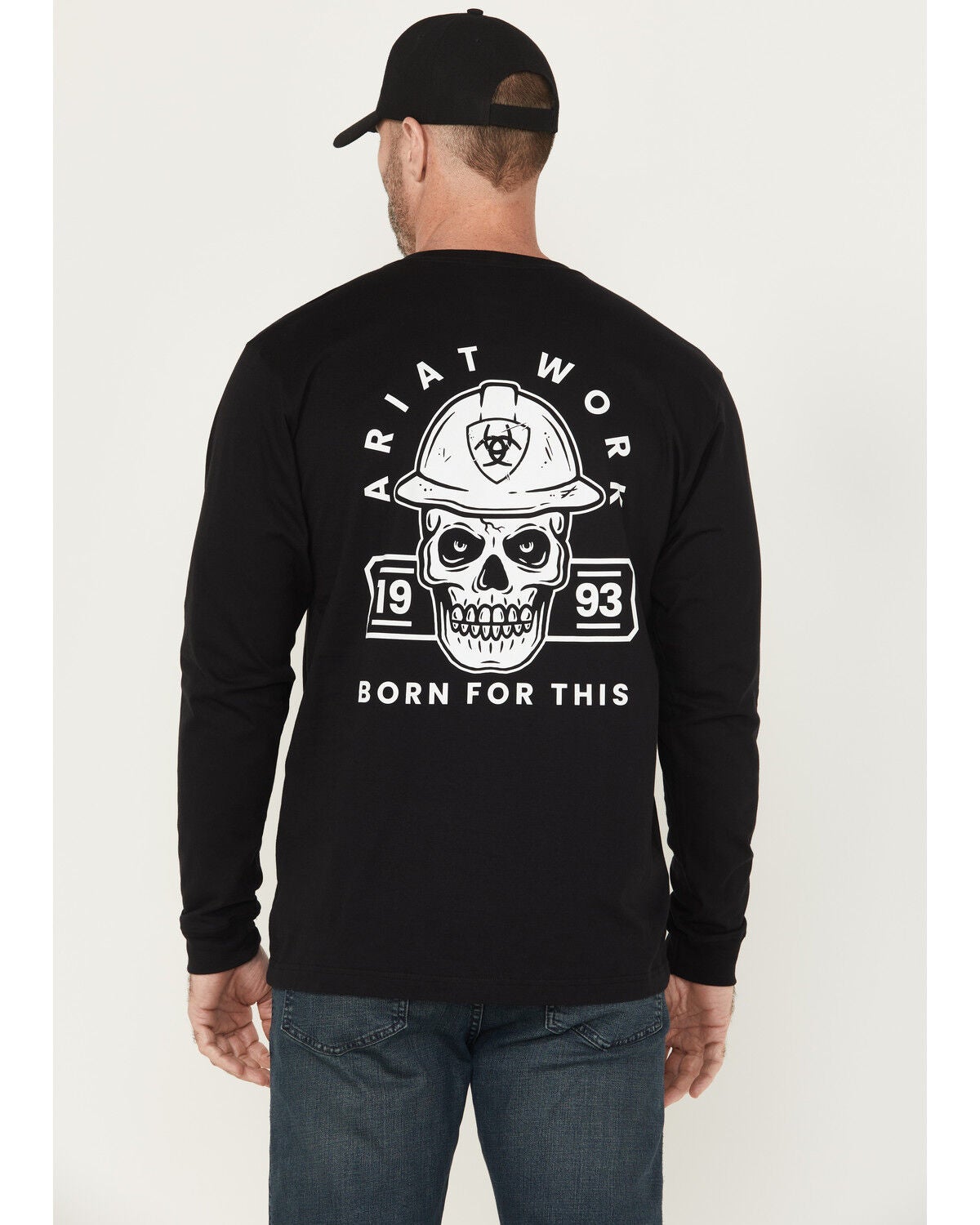 Ariat Men's Rebar Cotton Strong Hardhead Long Sleeve T-Shirt, Black, hi-res