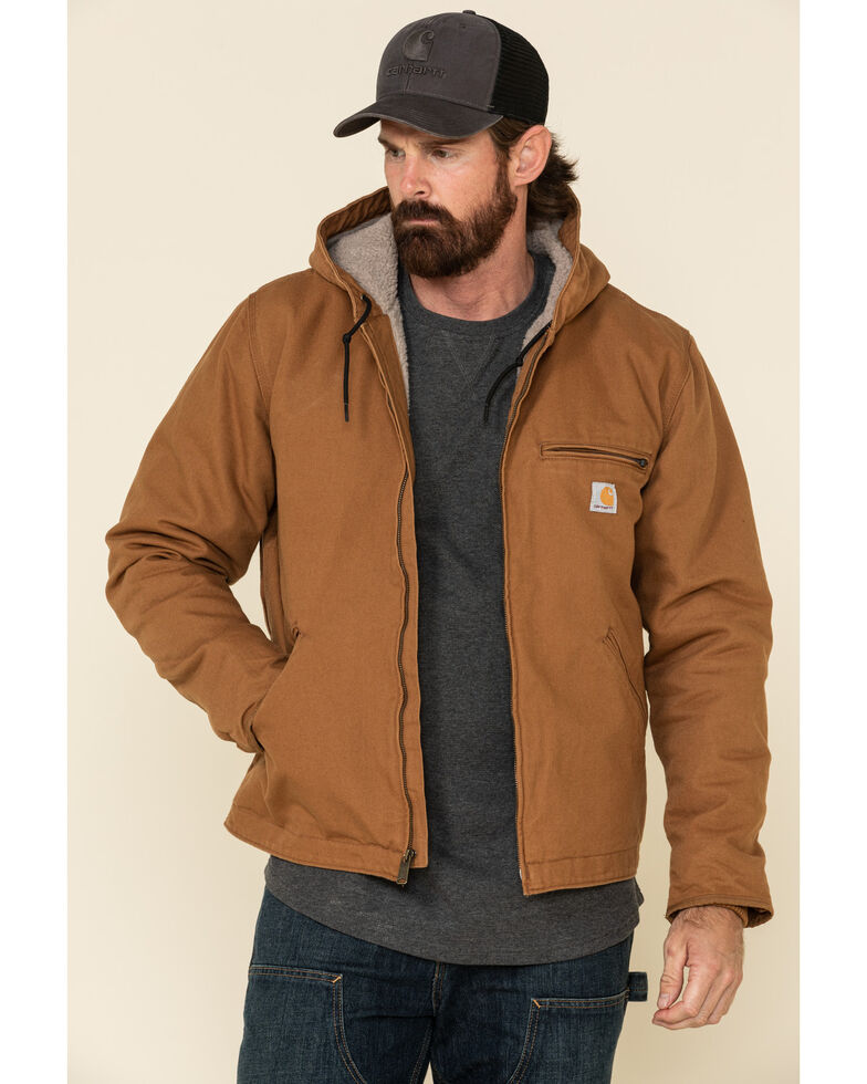 Carhartt Men's Washed Duck Sherpa Lined Hooded Work Jacket - Big & Tall ...