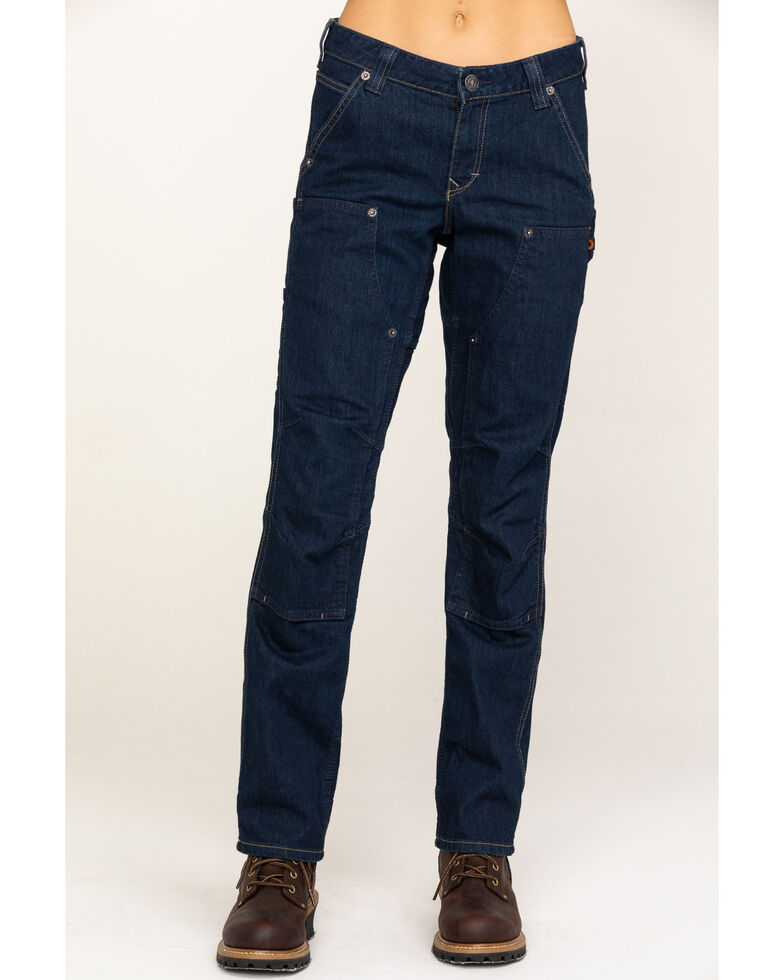 Dovetail Workwear Women's Britt Utility Indigo Denim Stretch Straight Jeans , Indigo, hi-res