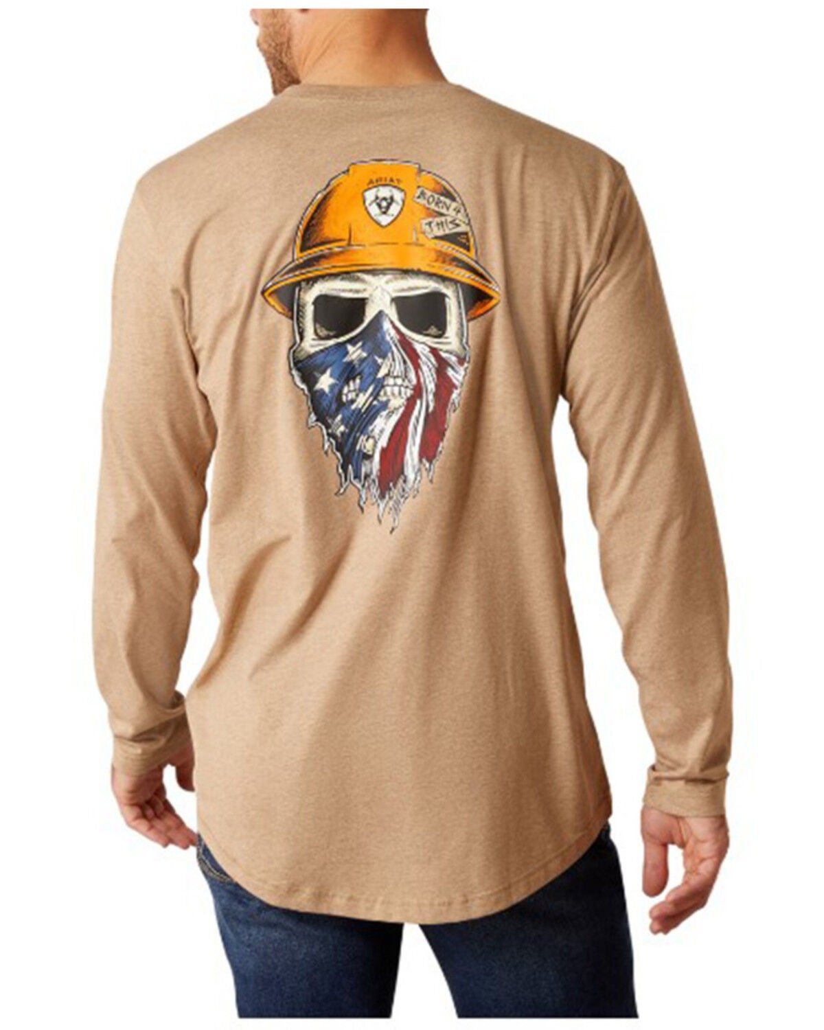 Ariat Men's Rebar Workman Born For This Long Sleeve Graphic T-Shirt, Beige, hi-res