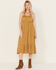 Image #1 - Mystree Women's Satin Ruffle Cami Midi Dress, Gold, hi-res