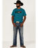 Image #2 - Wrangler Men's Mexico Rider Teal Rope Logo Graphic Short Sleeve T-Shirt , Teal, hi-res