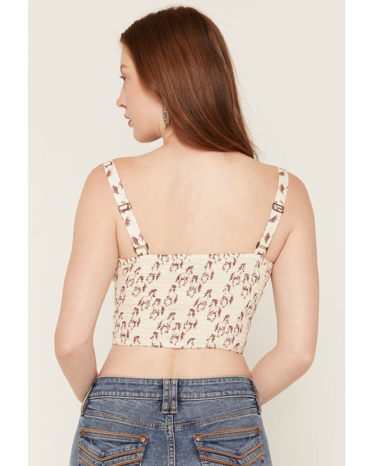 Image #4 - Rock & Roll Denim Women's Horse Print Sleeveless Bustier Tank, Natural, hi-res