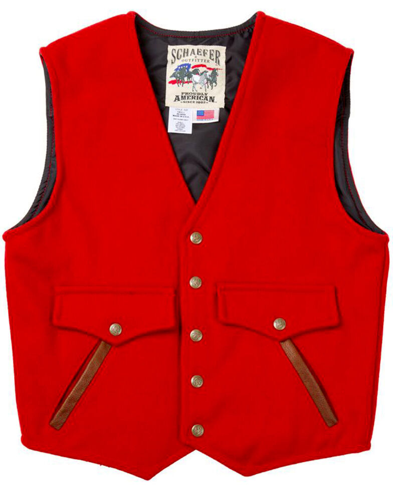 Schaefer Outfitter Men's Red Stockman Melton Wool Vest , Red, hi-res