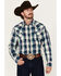 Image #1 - Roper Men's West Made Plaid Print Long Sleeve Snap Western Shirt, Blue, hi-res