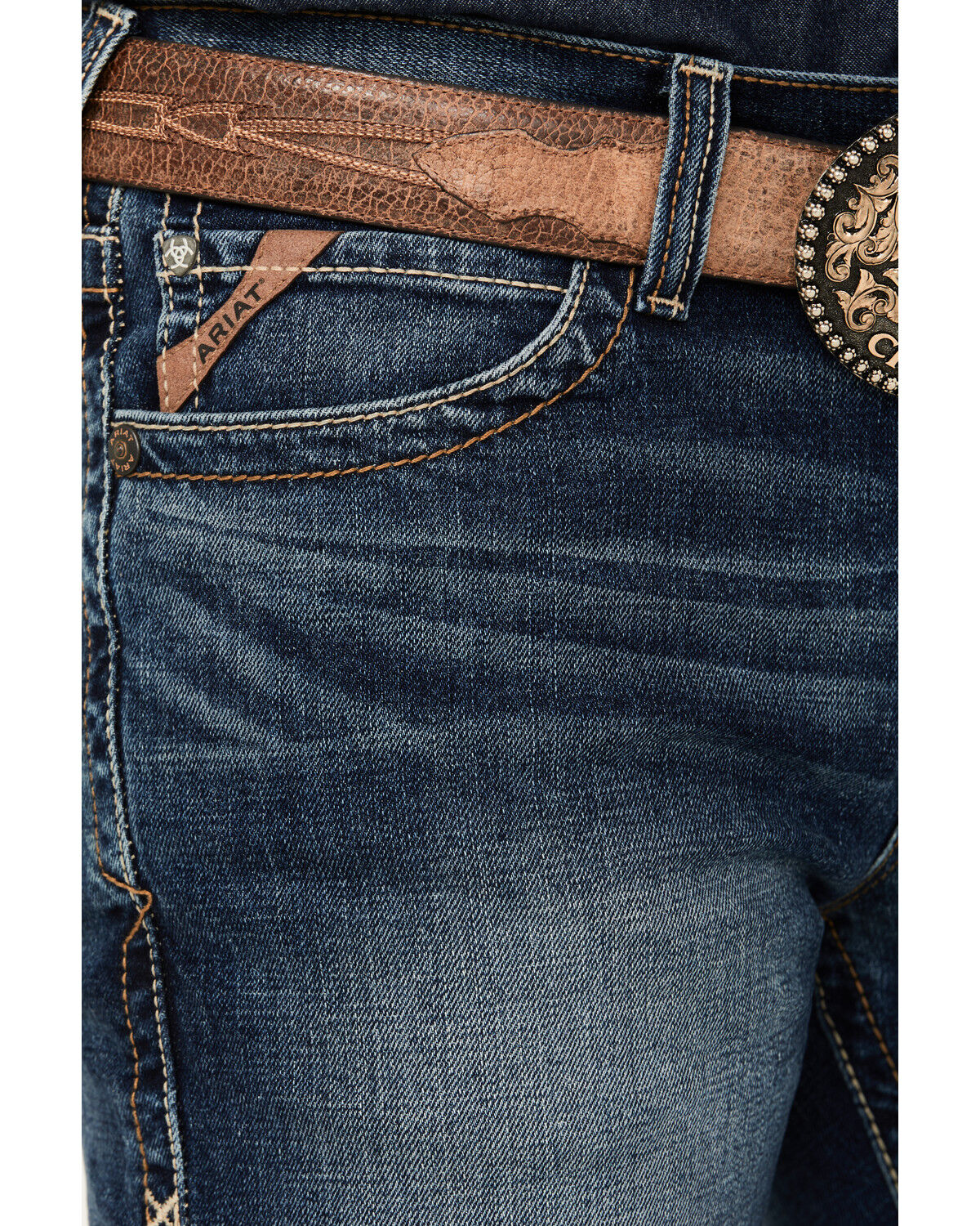 Image #2 - Ariat Men's M7 Travis Torrington Dark Wash Slim Straight Stretch Jeans, Medium Wash, hi-res