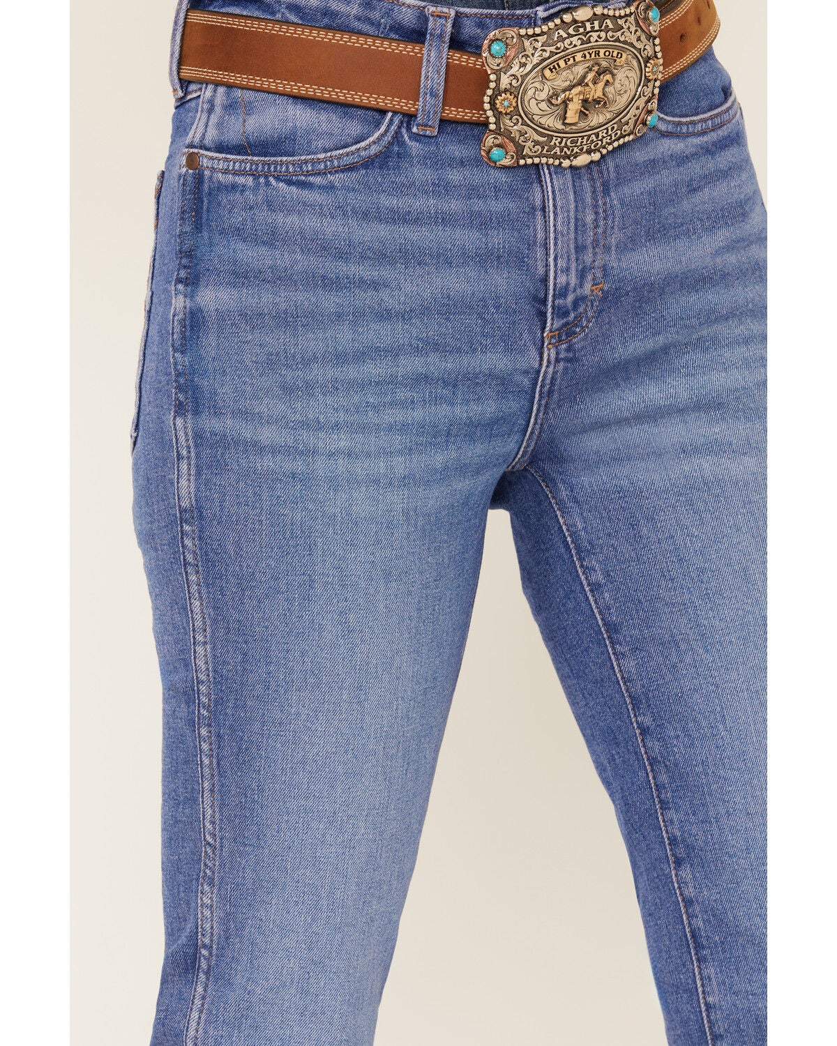 Image #2 - Wrangler Retro Women's Hollyn Medium Wash High Rise Bootcut Stretch Denim Jeans, Medium Wash, hi-res