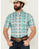 Image #1 - RANK 45&reg; Men's Folklore Plaid Print Short Sleeve Button-Down Performance Stretch Western Shirt, Teal, hi-res