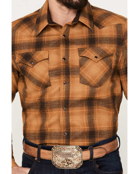 Image #3 - Pendleton Men's Canyon Plaid Print Long Sleeve Western Snap Shirt, Brown, hi-res