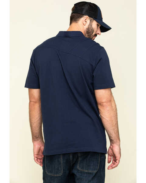 Image #2 - Hawx Men's Navy Miller Pique Short Sleeve Work Polo Shirt - Tall , Navy, hi-res