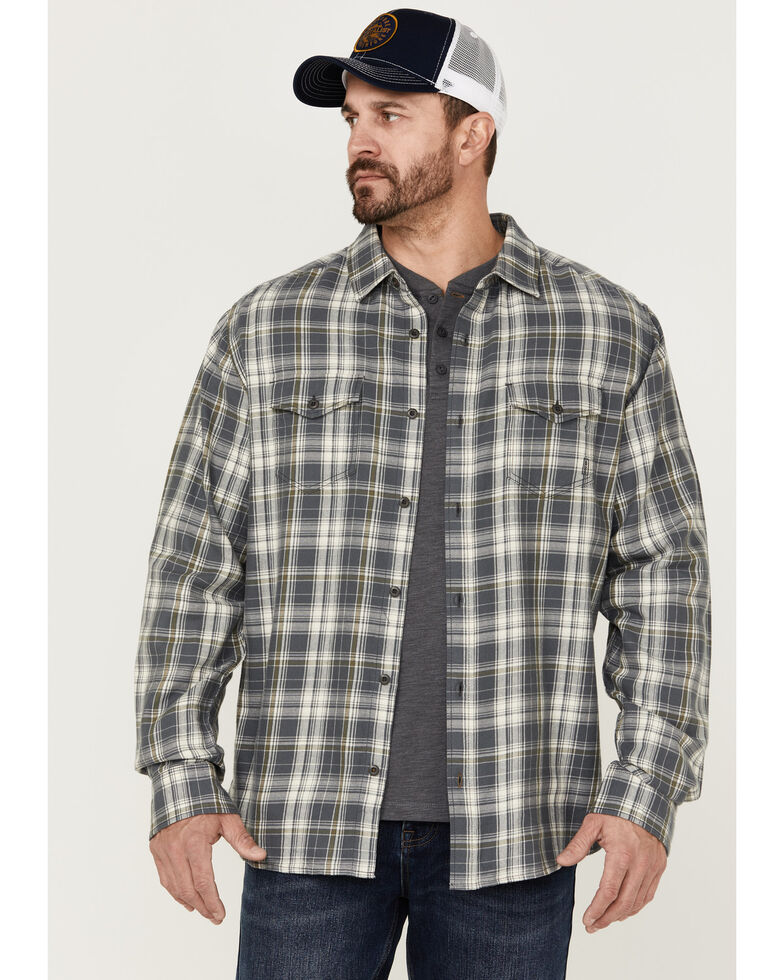 Brothers & Sons Men's Plaid Long Sleeve Button-Down Western Shirt , Charcoal, hi-res