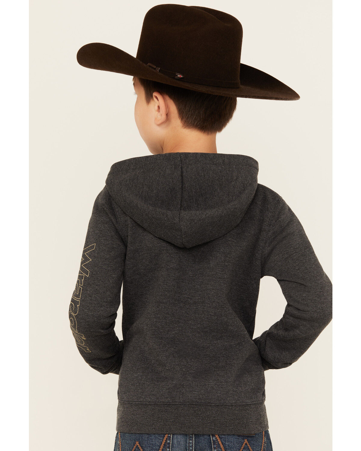 Image #4 - Wrangler Boys' Logo Hooded Sweatshirt, Black, hi-res
