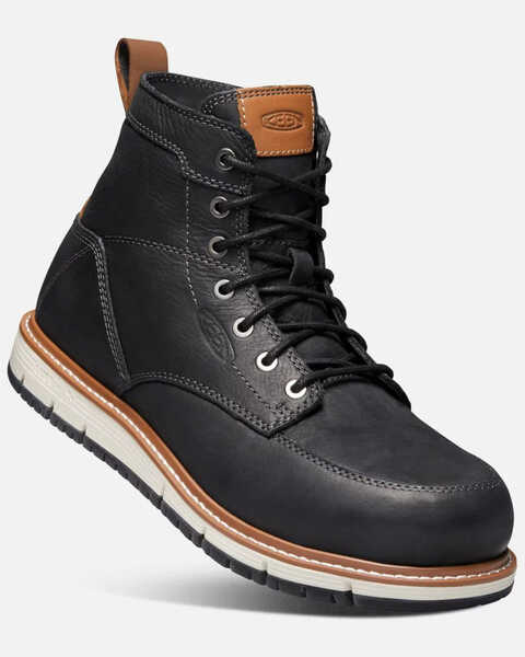 Image #1 - Keen Men's San Jose Moc Work Boots - Aluminum Toe, Black/brown, hi-res