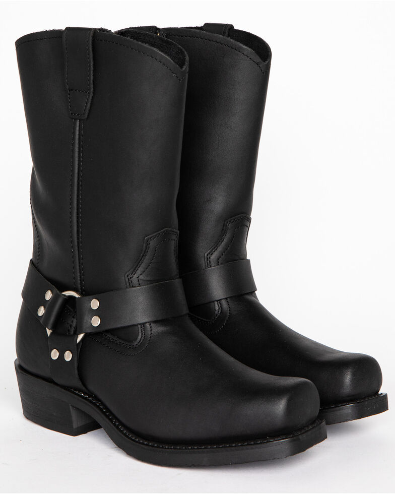 Cody James Men's Zipper Harness Motorcycle Boots - Square Toe, Black, hi-res