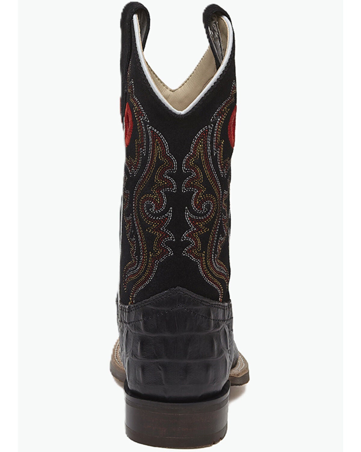 Image #5 - Old West Little Boys' Faux Alligator Western Boots - Broad Square Toe, Black, hi-res