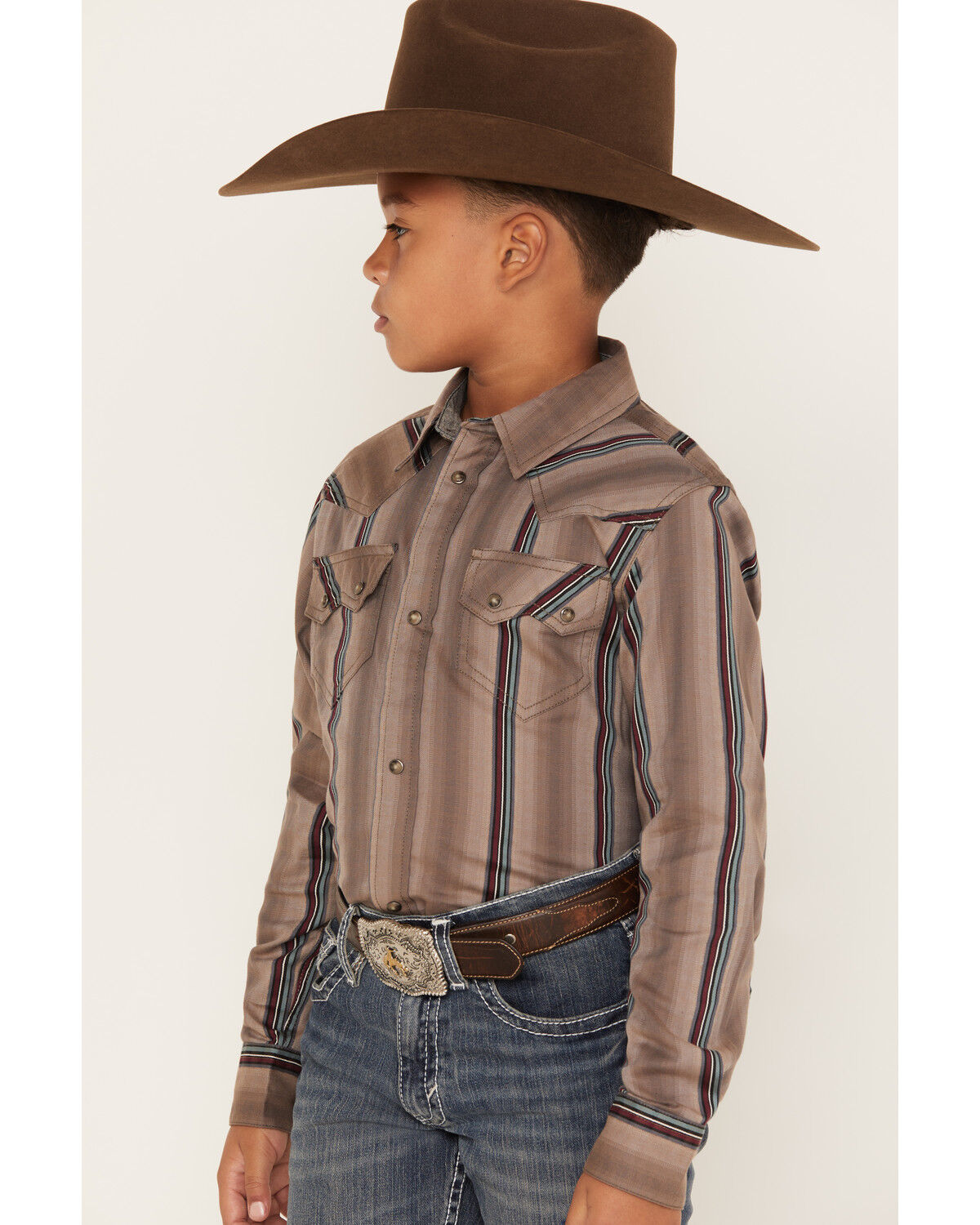 Image #2 - Cody James Boys' Moonshiner Stripe Long Sleeve Snap Shirt, Black, hi-res