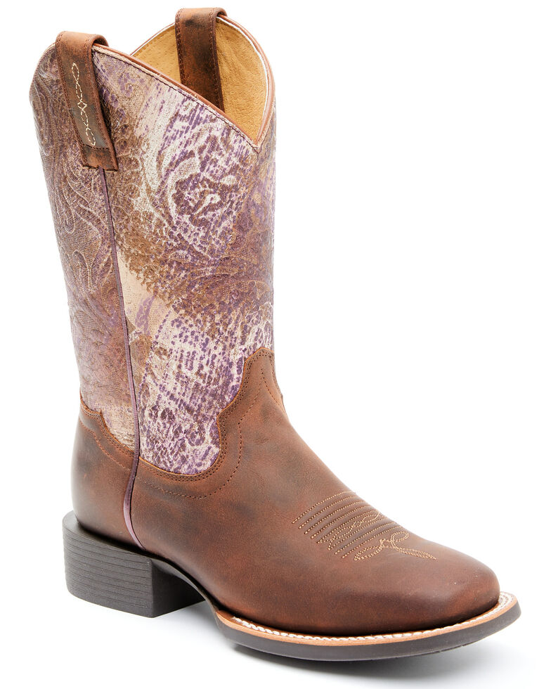 Shyanne Women's Antiquity Western Boots - Wide Square Toe, Brown, hi-res