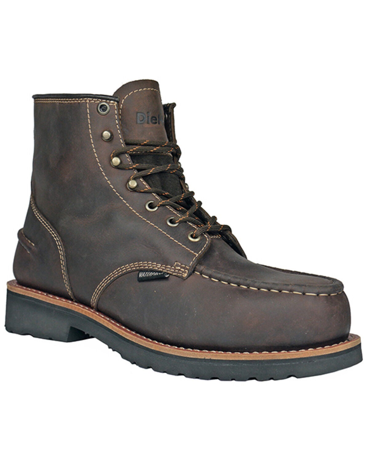 Image #1 - Hoss Men's DieHard Moc Waterproof Work Boots - Composite Toe, Dark Brown, hi-res