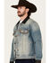 Image #2 - Moonshine Spirit Men's Slasher Medium Wash Denim Jacket, Medium Wash, hi-res
